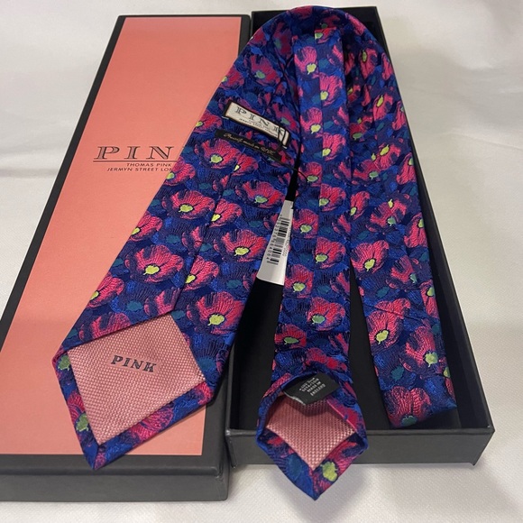 🔥STRIKING⚡️✨🆕💯LVMH AUTHN THOMAS PINK 🔥JAPANESE HIBISCUS🔥WOVEN MOTIF TIE🔥 - Picture 8 of 16